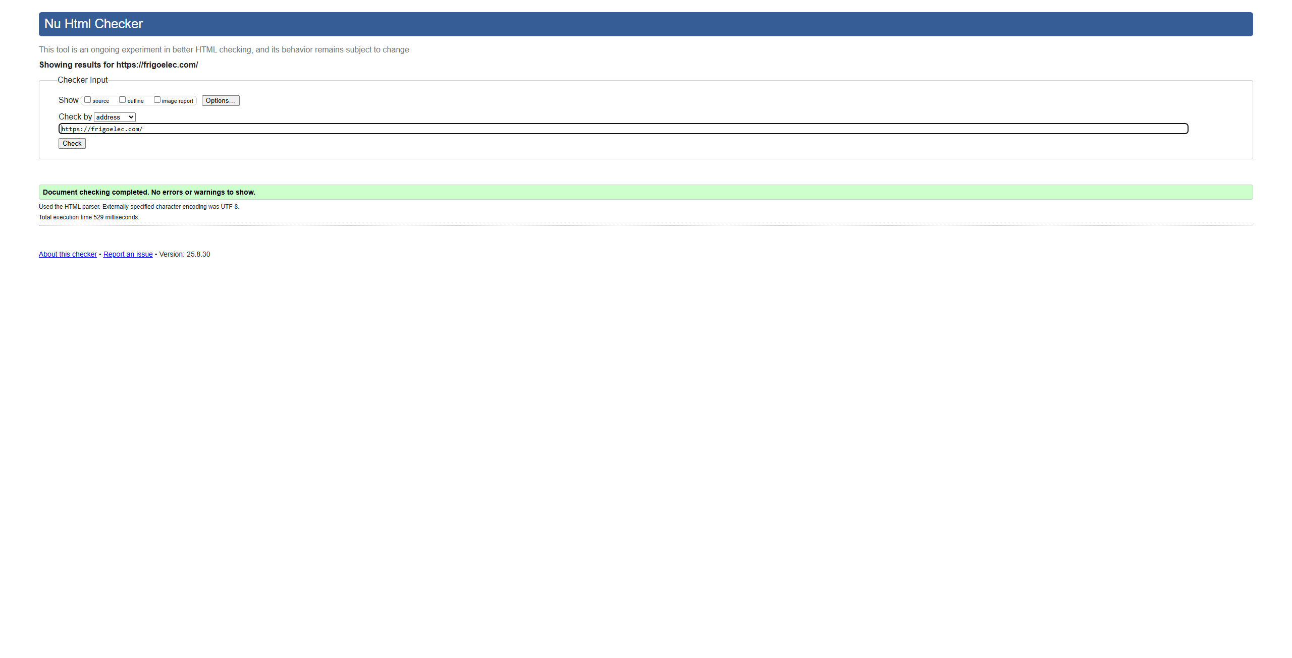 Homepage after optimization snapshot